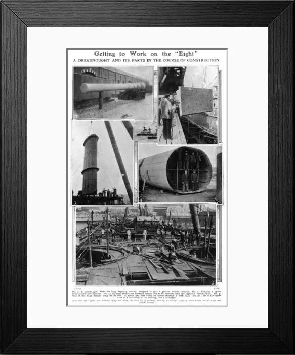 Framed Print : Construction of a Dreadnought, 1909