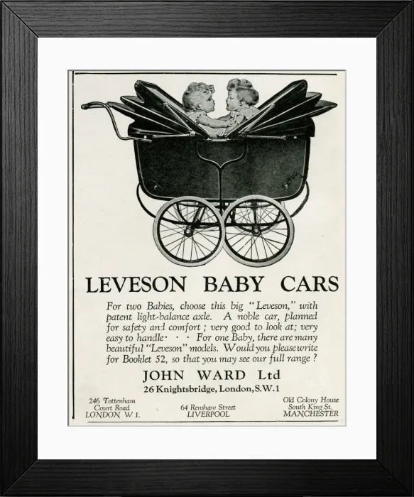 Framed Print : Advert for a Leveson double pram 1928