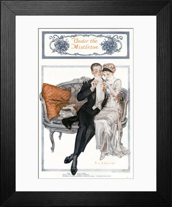 Framed Print : Engagement under the mistletoe