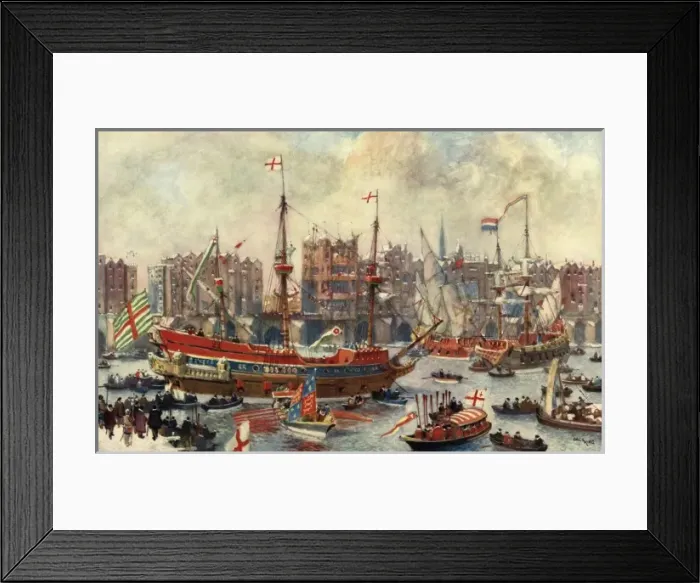 Framed Print : A Queens Ship in the Pool in the Sixteenth Century Framed Print : A Queens Ship in the Pool in the Sixteenth Century