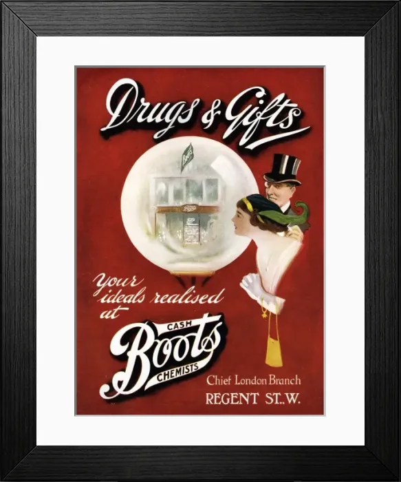 Framed Print : Boots advertisement, 1913 Framed Print : Boots advertisement, 1913