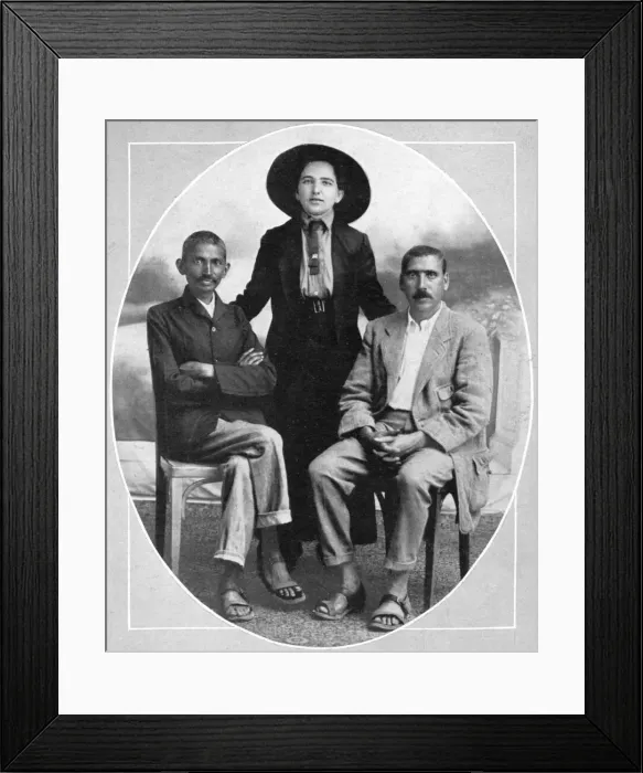 Framed Print : Gandhi, Sonja Schlesin and Hermann Kallenbach Framed Print : Gandhi, Sonja Schlesin and Hermann Kallenbach