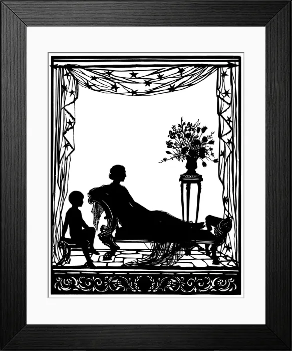 Framed Print : Silhouette of Lady Diana Cooper with her son Framed Print : Silhouette of Lady Diana Cooper with her son