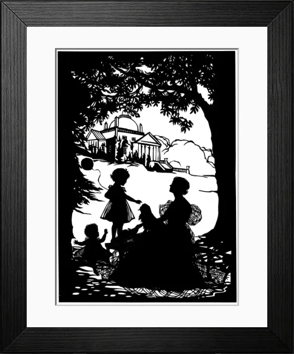 Framed Print : Silhouette of Lady Dufferin and family Framed Print : Silhouette of Lady Dufferin and family