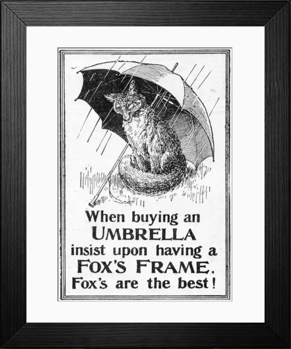 Framed Print : Advert for Foxs umbrellas Framed Print : Advert for Foxs umbrellas