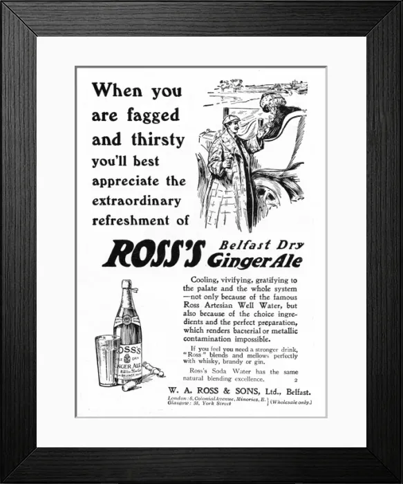 Framed Print : Advert for Rosss Belfast Dry Ginger Ale Framed Print : Advert for Rosss Belfast Dry Ginger Ale