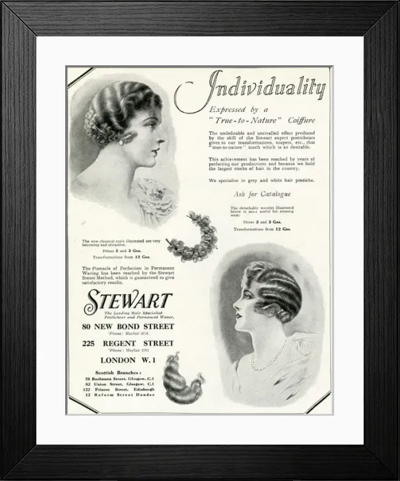 Framed Print : Advert for Stewart hair specialist 1928 Framed Print : Advert for Stewart hair specialist 1928