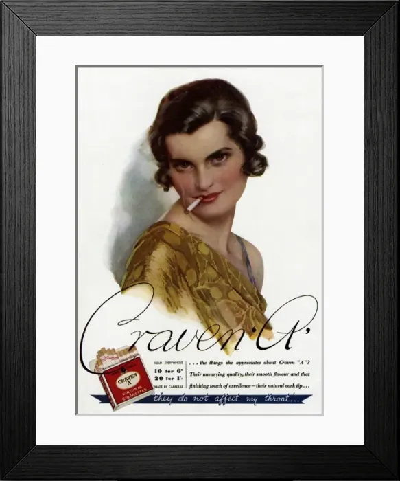 Framed Print : Craven A - they do not affect my throat Framed Print : Craven A - they do not affect my throat