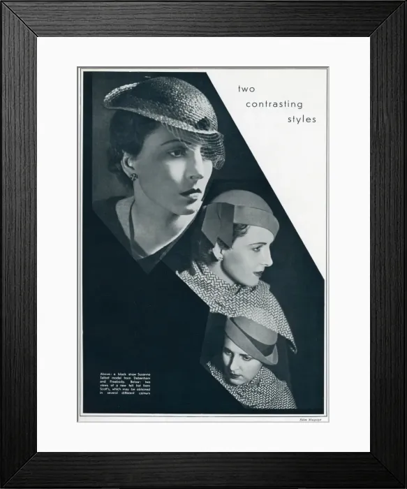 Framed Print : Contrasting hats 1933 Framed Print : Contrasting hats 1933