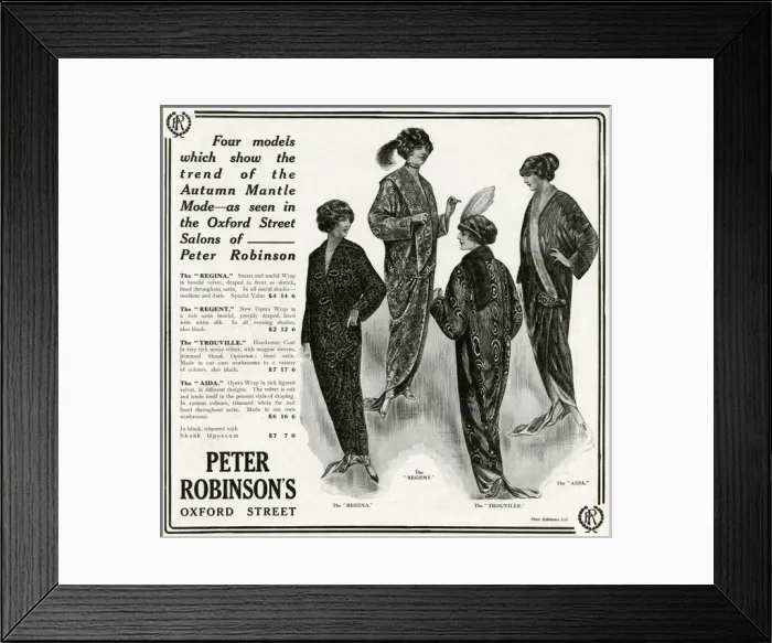Framed Print : Advert for Peter Robinsons autumn clothing 1913 Framed Print : Advert for Peter Robinsons autumn clothing 1913