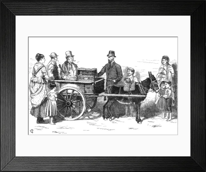Framed Print : Street music: organ grinder claimant, 1873 Framed Print : Street music: organ grinder claimant, 1873