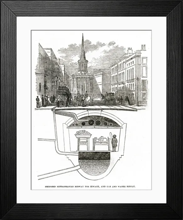 Framed Print : Proposed Metropolitan subway under London streets 1853