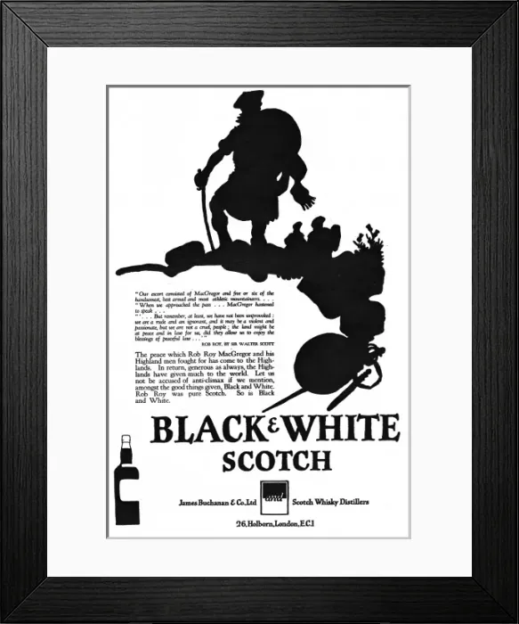 Framed Print : Advertisement for Black & White Whisky