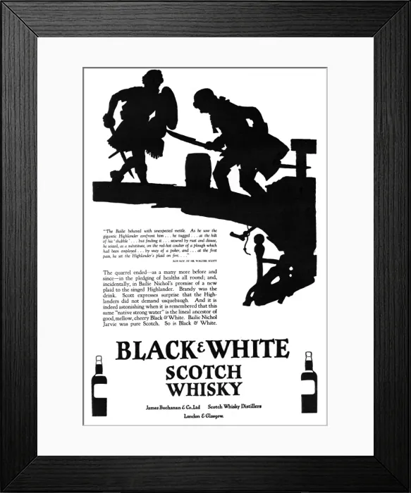 Framed Print : Advertisement for Black & White Whisky