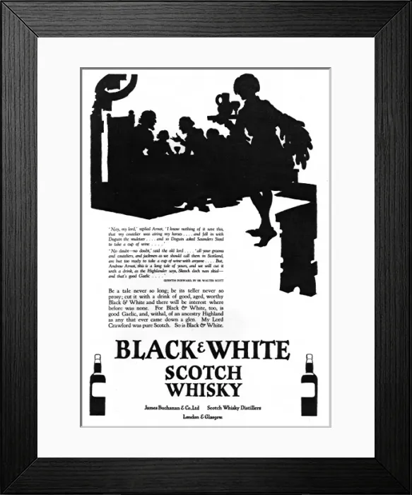 Framed Print : Advertisement for Black & White Whisky