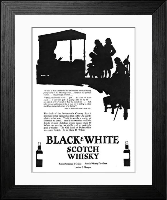 Framed Print : Advertisement for Black & White Whisky Framed Print : Advertisement for Black & White Whisky
