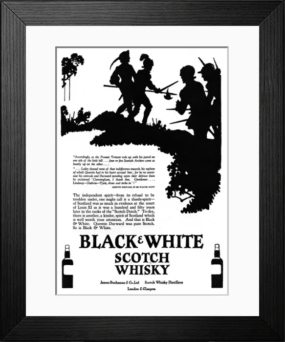Framed Print : Advertisement for Black & White Whisky Framed Print : Advertisement for Black & White Whisky