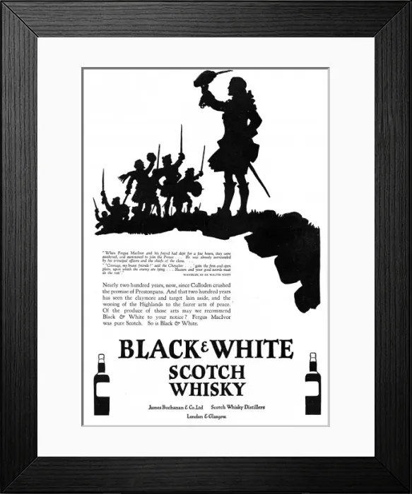 Framed Print : Advertisement for Black & White Whisky
