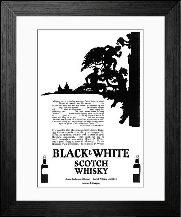 Framed Print : Advertisement for Black & White Whisky Framed Print : Advertisement for Black & White Whisky