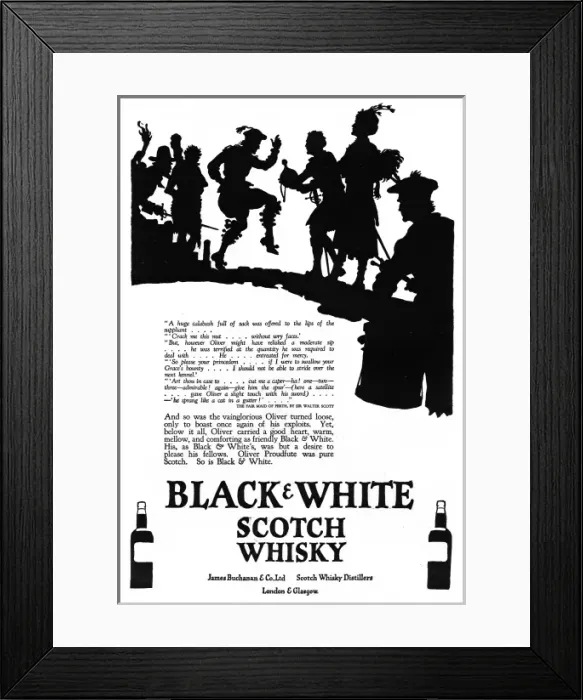 Framed Print : Advertisement for Black & White Whisky Framed Print : Advertisement for Black & White Whisky