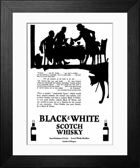 Framed Print : Advertisement for Black & White Whisky