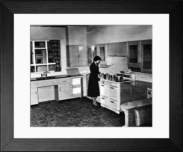 Framed Print : Ideal Home kitchen 1951 Framed Print : Ideal Home kitchen 1951