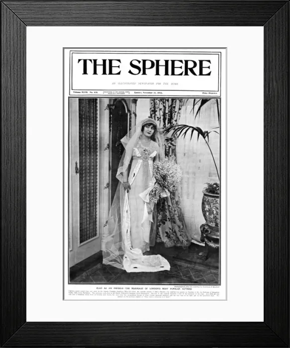 Framed Print : Lily Elsie on her wedding day, 1911 Framed Print : Lily Elsie on her wedding day, 1911