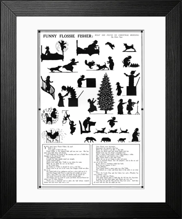 Framed Print : Funny Flossie Fisher silhouette & poem