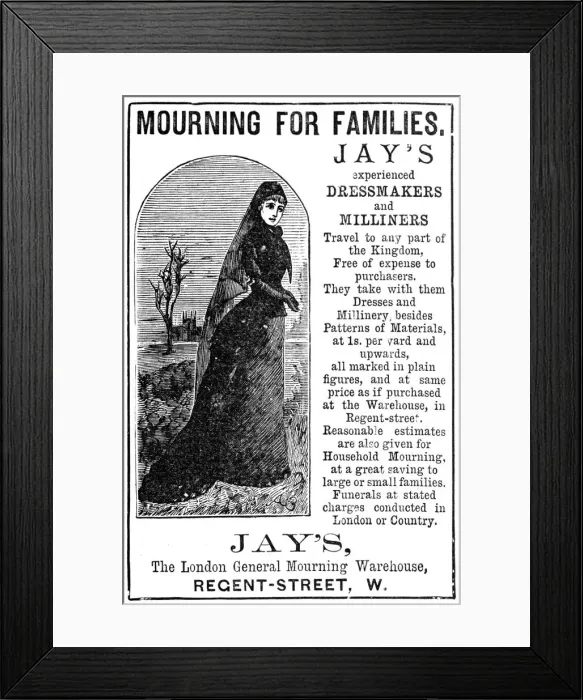 Framed Print : Advert for Jays of London Mourning for families Framed Print : Advert for Jays of London Mourning for families