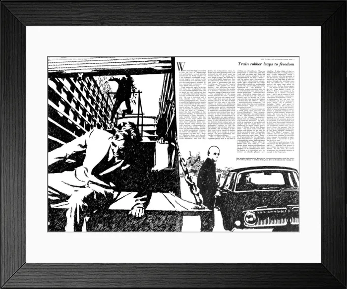 Framed Print : The Great Train Robbery- train robber leaps to freedom Framed Print : The Great Train Robbery- train robber leaps to freedom