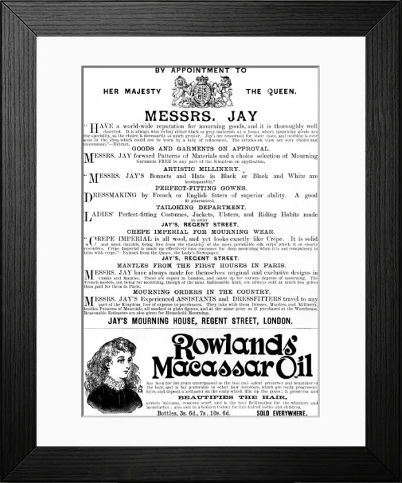 Framed Print : Advertisement for Rowlands Macassar Oil, 1892 Framed Print : Advertisement for Rowlands Macassar Oil, 1892