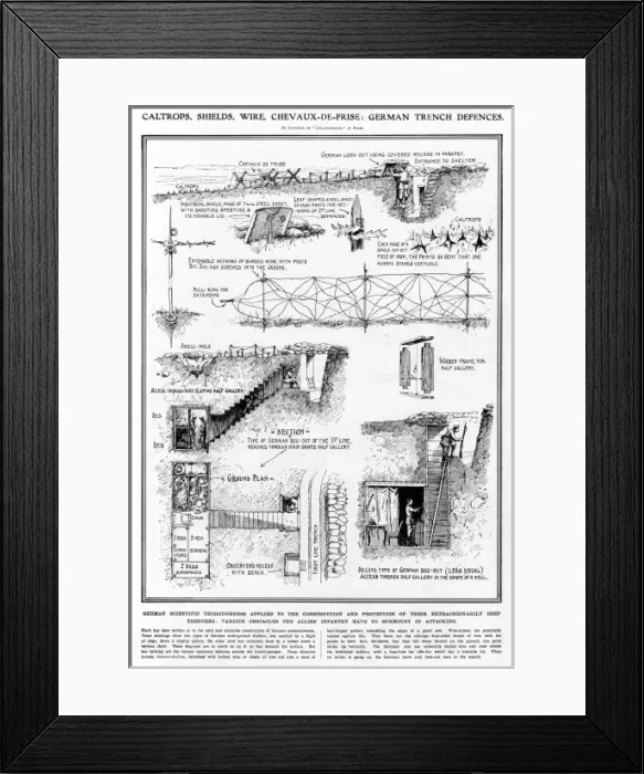 Framed Print : German trench defences, WW1 1915 Framed Print : German trench defences, WW1 1915