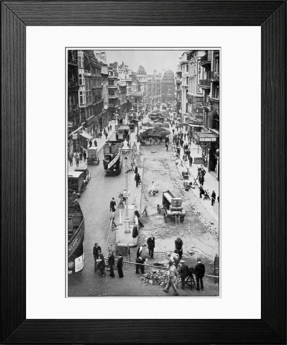 Framed Print : Disruption extending the entire length of Haymarket, Piccadilly, London, closed until September. Date: August 1928 Framed Print : Disruption extending the entire length of Haymarket, Piccadilly, London, closed until September. Date: August 1928