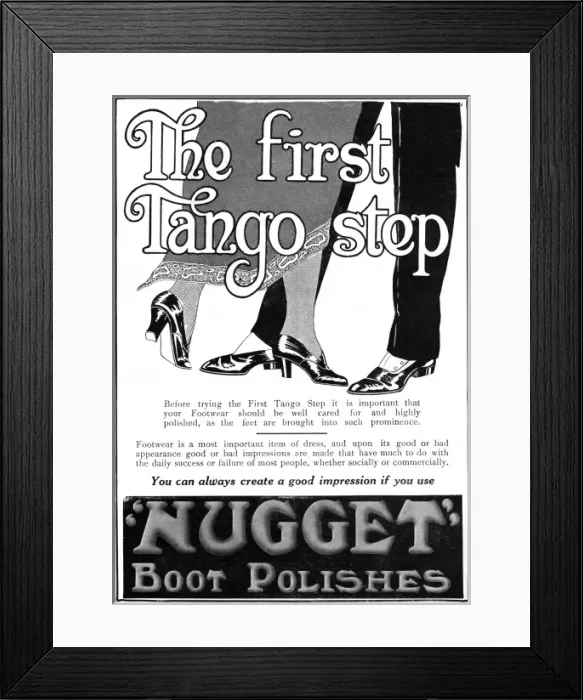 Framed Print : Tea tango craze: Advert for Nugget shoe polish, 1913 Framed Print : Tea tango craze: Advert for Nugget shoe polish, 1913