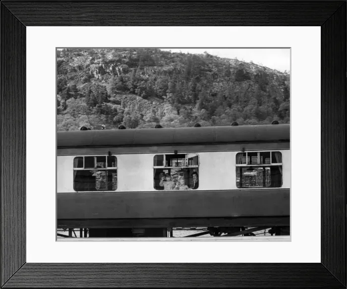 Framed Print : Prince Charles and Princess Anne waving from train