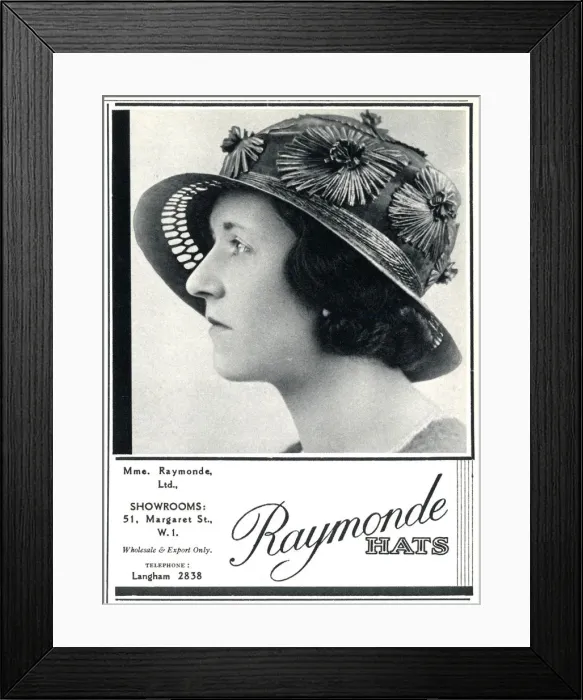 Framed Print : Advert for Madame Raymonde womens hats 1933 Framed Print : Advert for Madame Raymonde womens hats 1933