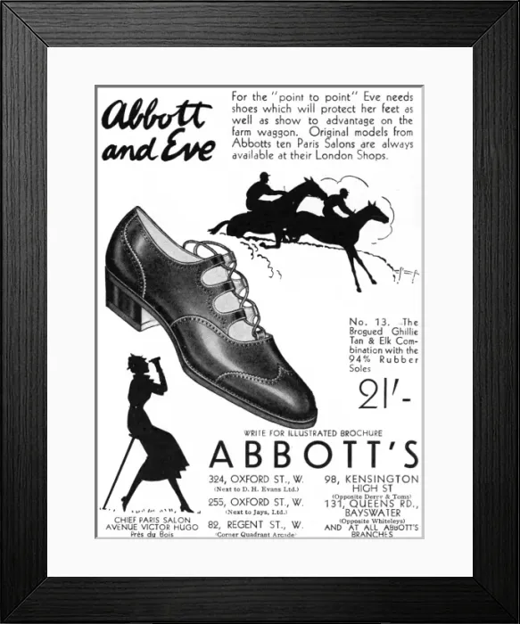 Framed Print : Abbotts shoe advertisement, 1935 Framed Print : Abbotts shoe advertisement, 1935