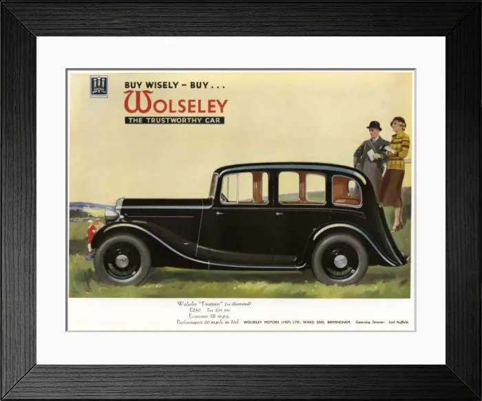 Framed Print : Wolseley car advertisement Framed Print : Wolseley car advertisement