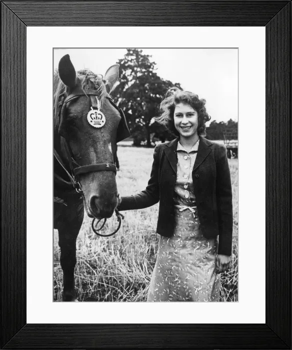 Framed Print : Queen Elizabeth II with horse at Sandringham Framed Print : Queen Elizabeth II with horse at Sandringham