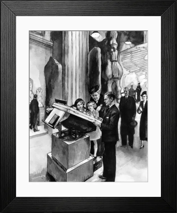 Framed Print : Princess Elizabeth and Margaret at the British Museum Framed Print : Princess Elizabeth and Margaret at the British Museum