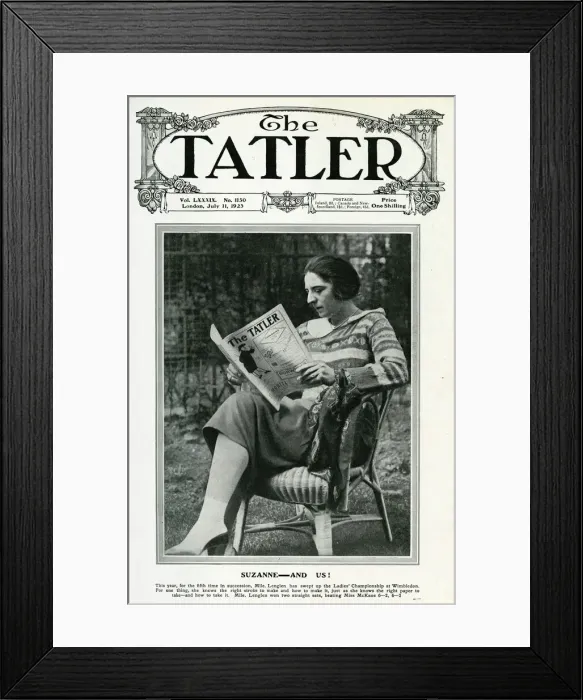 Framed Print : Suzanne Lenglen reading the Tatler Framed Print : Suzanne Lenglen reading the Tatler