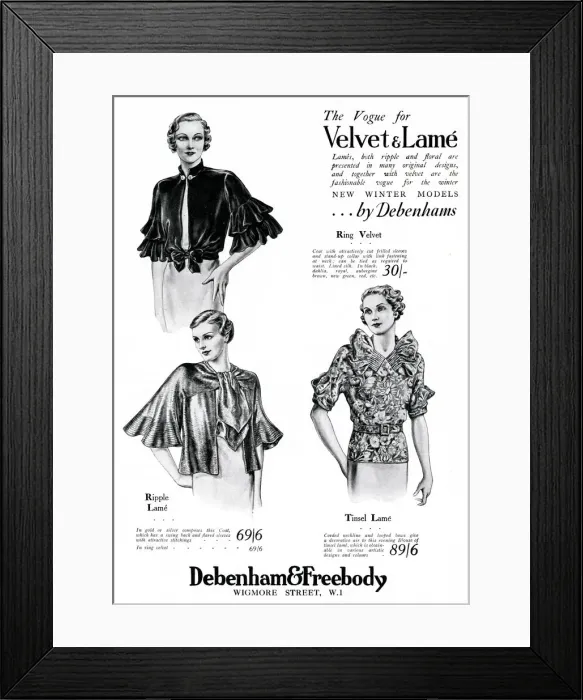 Framed Print : Advert for Debenham & Freebody womens clothing 1934 Advert for Debenham & Freebody Framed Print : Advert for Debenham & Freebody womens clothing 1934 Advert for Debenham & Freebody