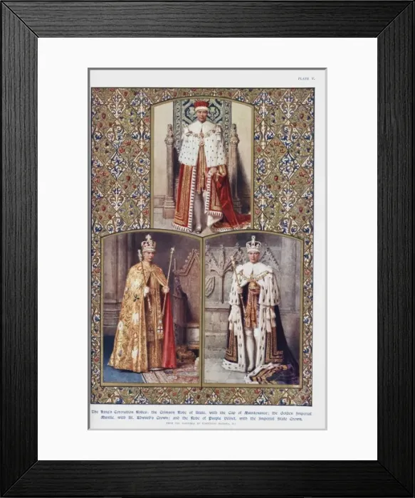Framed Print : King George VI in his ceremonial robes by Matania