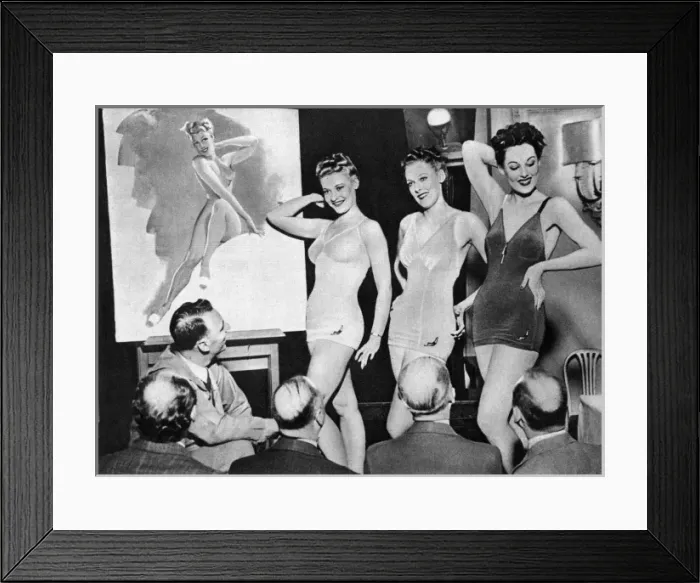 Framed Print : Merlin Enabnit and pin up girls