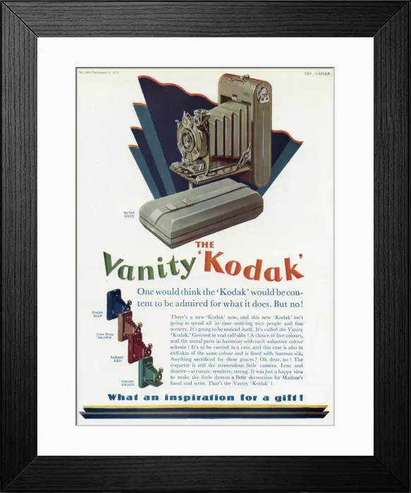 Framed Print : Advert for The Vanity Kodak 1926