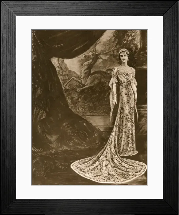 Framed Print : Dress for Queen Elizabeth (Queen Mother) Coronation 1937 Framed Print : Dress for Queen Elizabeth (Queen Mother) Coronation 1937