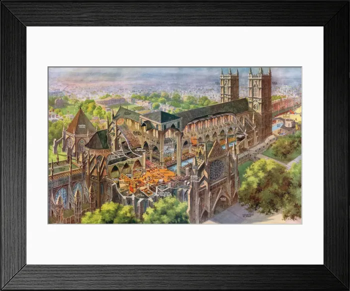 Framed Print : Coronation 1937 - cutaway of Westminster Abbey Framed Print : Coronation 1937 - cutaway of Westminster Abbey