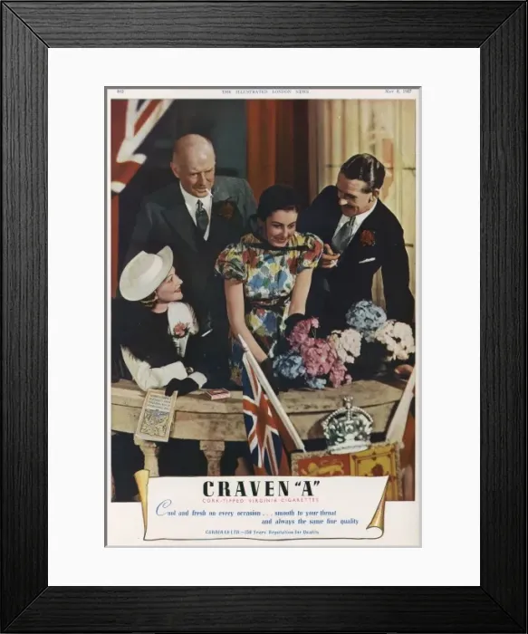 Framed Print : Coronation 1937 - Craven A cigarettes advertisement Framed Print : Coronation 1937 - Craven A cigarettes advertisement
