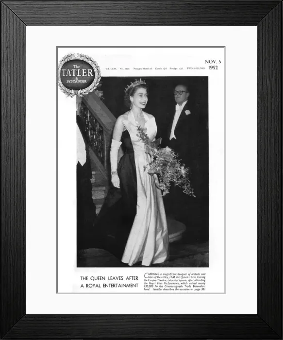 Framed Print : Queen Elizabeth II at the Royal Film Performance, 1952 Framed Print : Queen Elizabeth II at the Royal Film Performance, 1952
