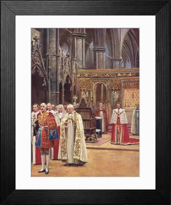 Framed Print : Coronation 1937 - King George VI standing before the assembl Framed Print : Coronation 1937 - King George VI standing before the assembl